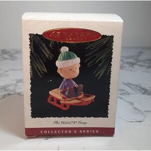 Hallmark‎ Ornament Charlie Brown Peanuts Gang Linus Sled Collector's 1995 Box